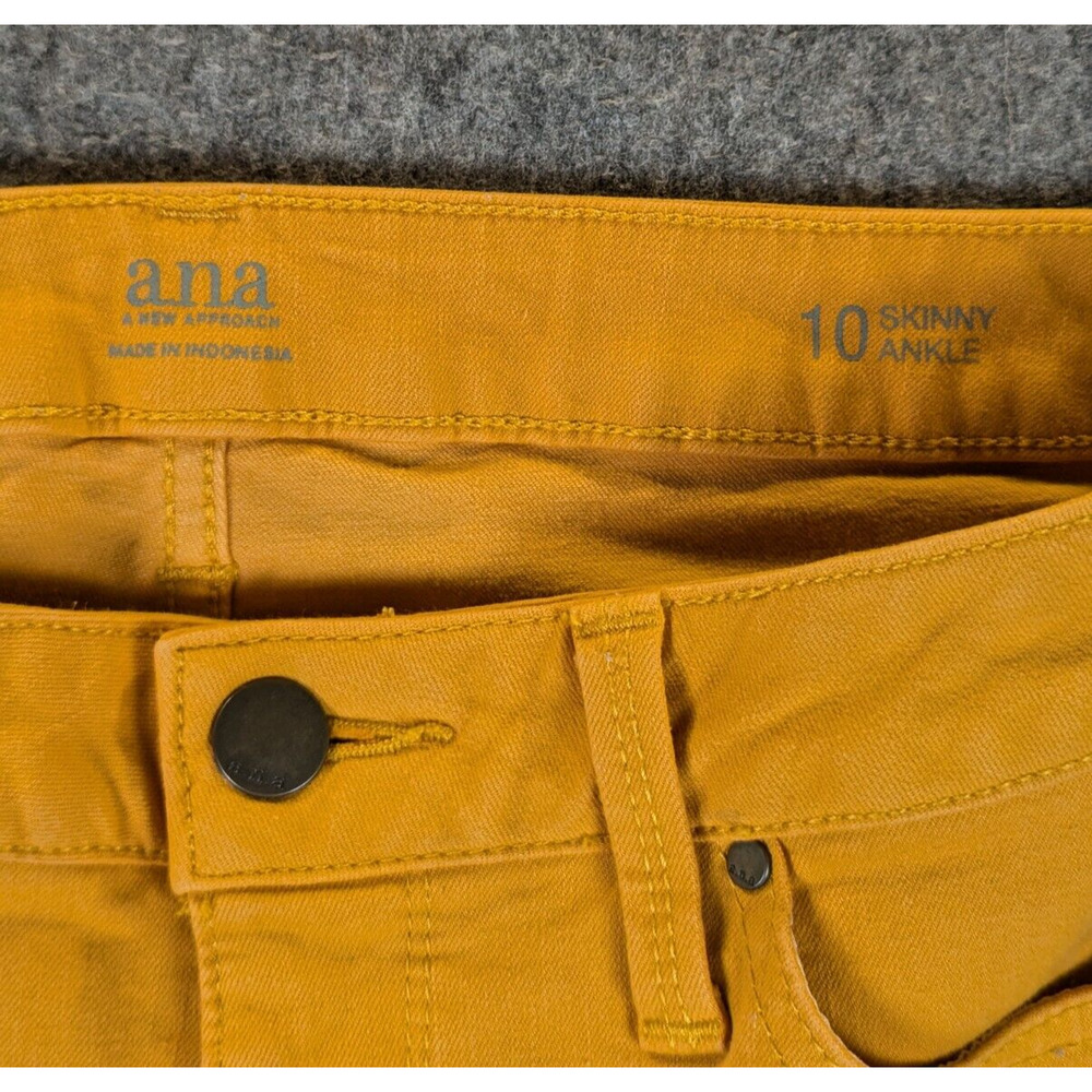 A.N.A A New Approach Jeans Womens 10 Yellow Skinny Ankle Stretch Cotton - Picture 3 of 9